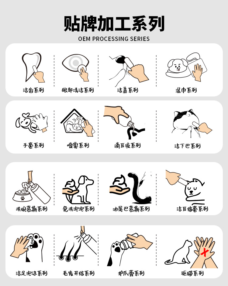 旭漠宠物免洗澡清洁手套湿巾干洗可舔舐猫咪狗狗除臭护理专用批发详情5