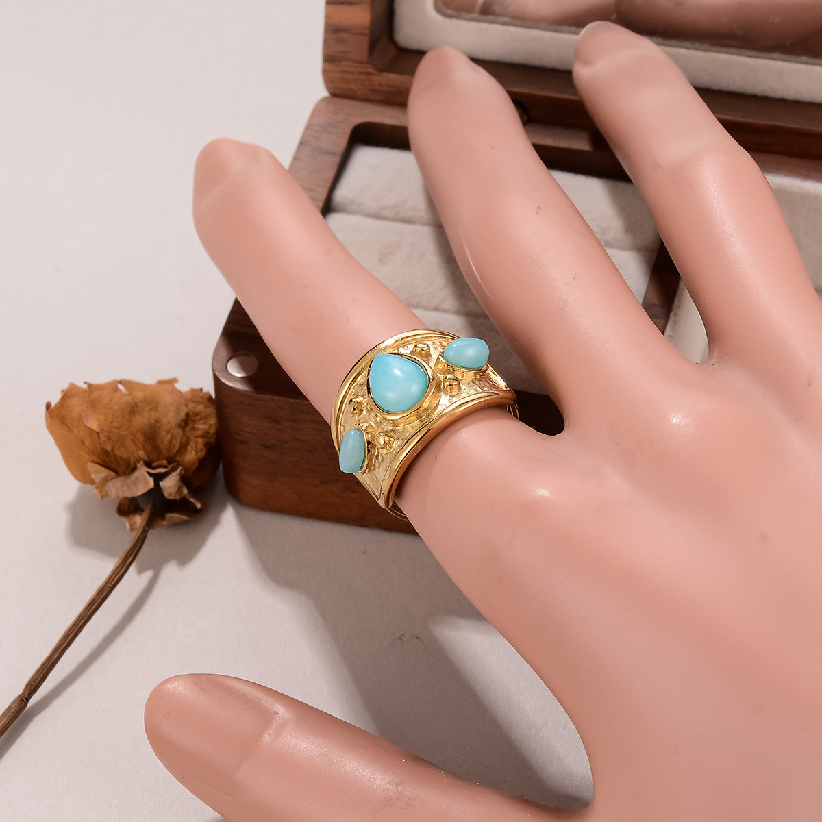 Best-selling stainless steel natural stone rings for women on AliExpress, non-fading titanium steel retro geometric rings for women pic 38