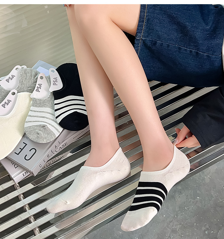 船袜女日系夏季薄款纯色棉质黑白浅口隐形袜硅胶防滑女士袜子详情9