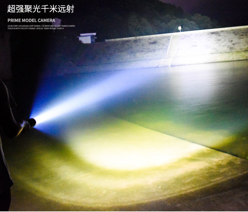跨境XHP70强光手电筒可充电野外安保巡逻充电宝输出铝合金usb变焦详情29