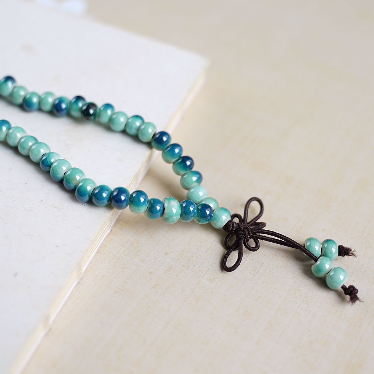 New Chinese-style playing three-circle stacked 108-bead Jingdezhen ceramic bracelet jewelry for women wholesale, ethnic style bracelet for women pic 7
