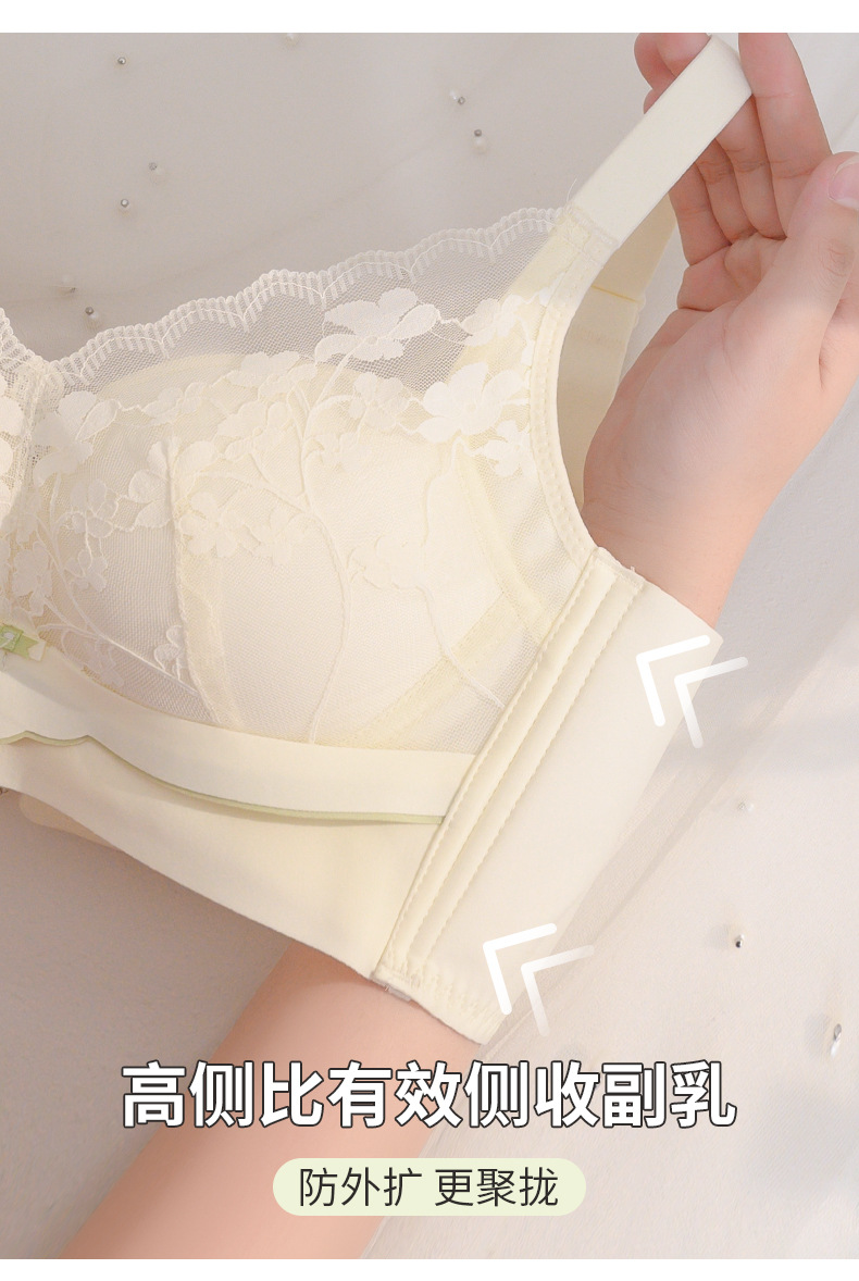 莫代尔内衣女小胸聚拢夏季薄款透气收副乳防下垂无钢圈蕾丝文胸罩详情4