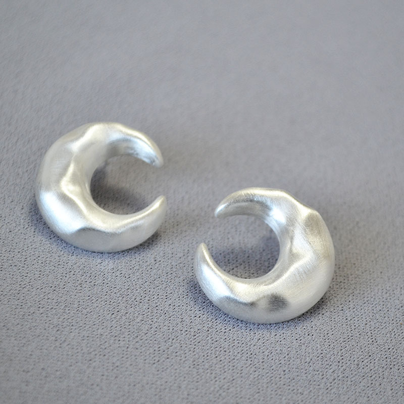 法式复古银色月牙拉夸张冷淡风小众设计高级感925银针耳钉耳饰女详情9