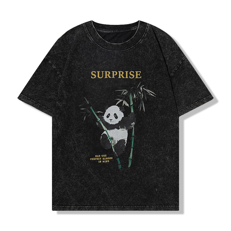 2025胸有成竹熊猫卡通印花T恤夏季新款短袖数码印花国潮时尚半袖详情10