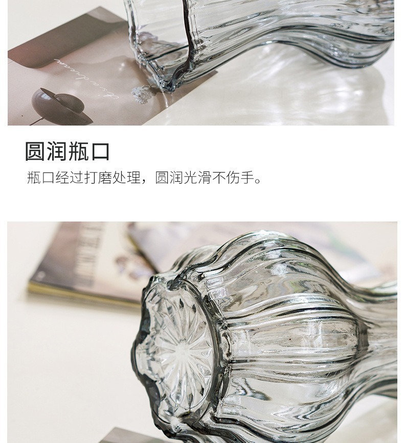 创意蒜头款玻璃花瓶家用鲜花透明花器插花水养花富贵竹玫瑰花水培详情9
