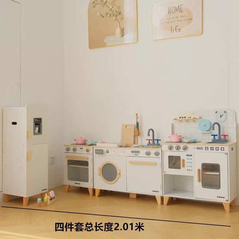 儿童仿真过家家厨房做饭男女孩玩具套装木制厨房宝宝仿真煮饭厨具详情1