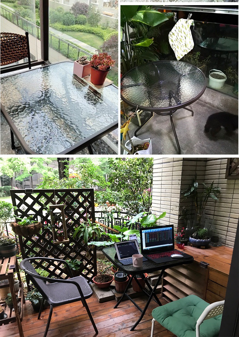 户外餐桌钢化玻璃阳台折叠桌室外摆摊奶茶露天休闲庭院桌椅三详情7