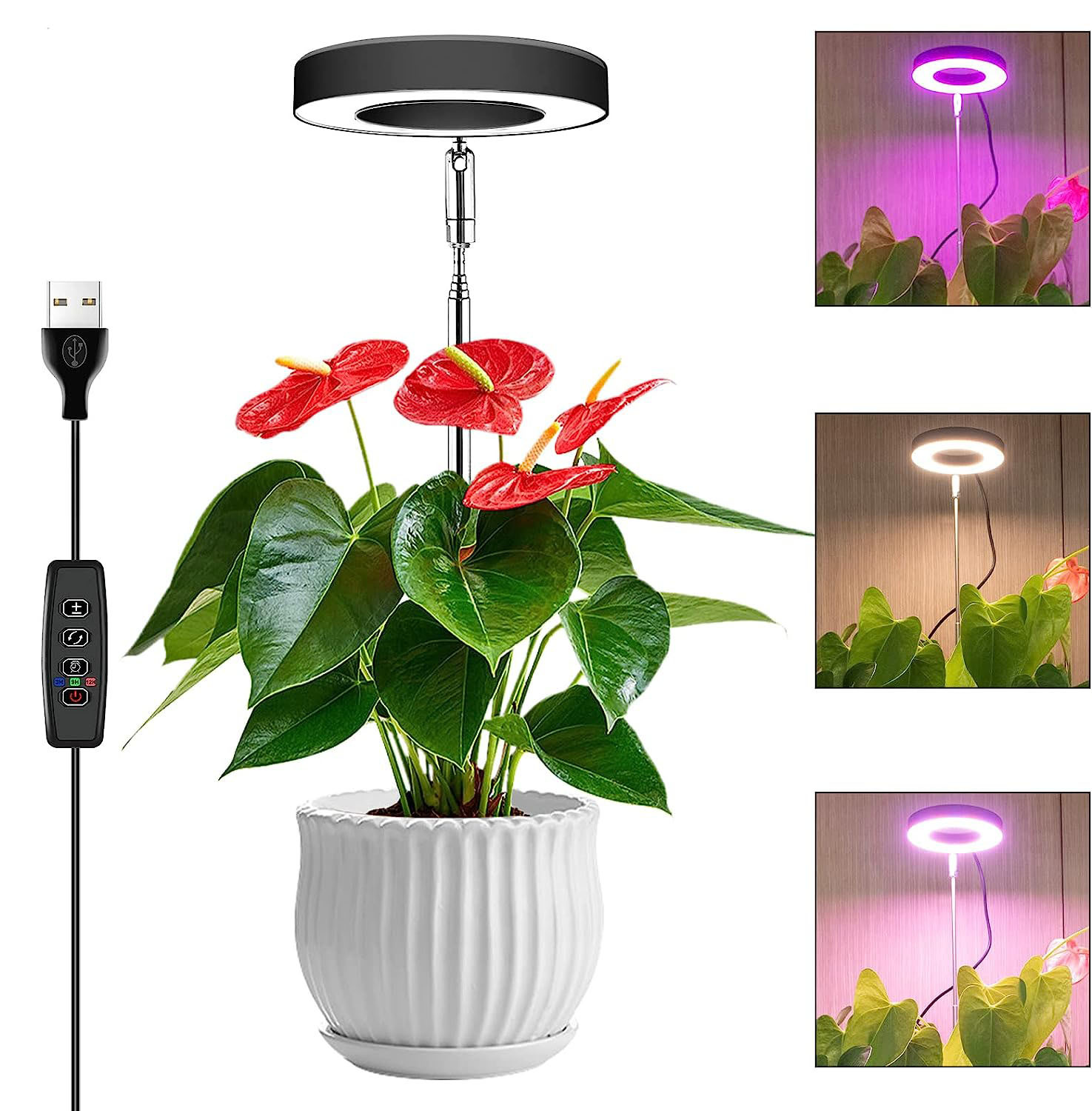 Retractable sunlight-like LED plant growth lamp, USB full-spectrum succulent lamp, seedling lamp, rose and aquatic plant supplementary lighting lamp pic 1