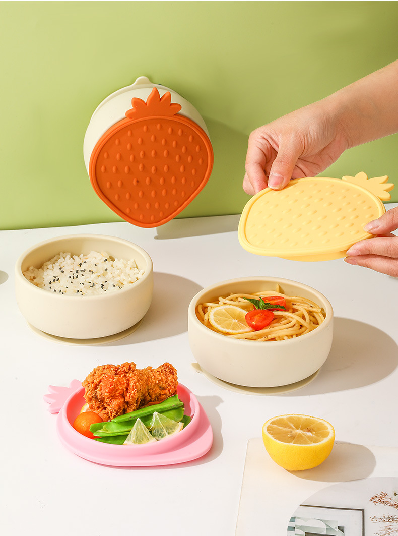 婴儿儿童硅胶餐具食品级辅食碗宝宝吃饭防摔碗带吸盘带盖子硅胶碗详情20