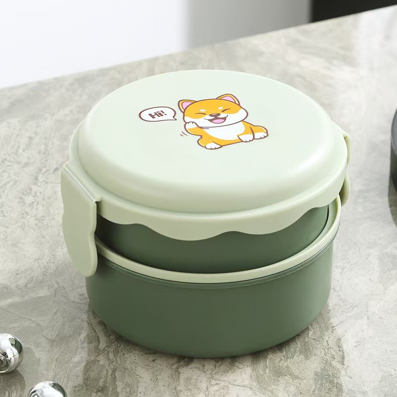 Super cute microwave oven bear lunch box, Japanese bento box, round cartoon plastic mini lunch box pic 3