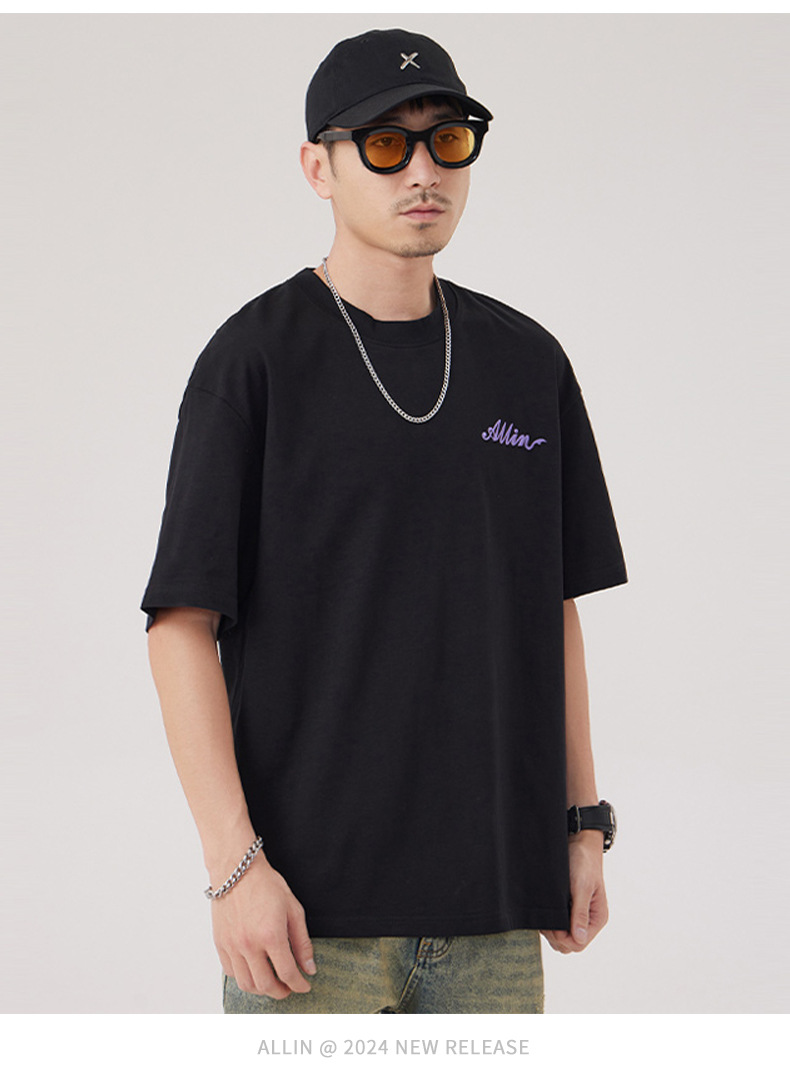 The 2025 summer new half-sleeved T-shirt for men is a trendy and versatile short-sleeved American retro printed loose round-neck T-shirt pic 43