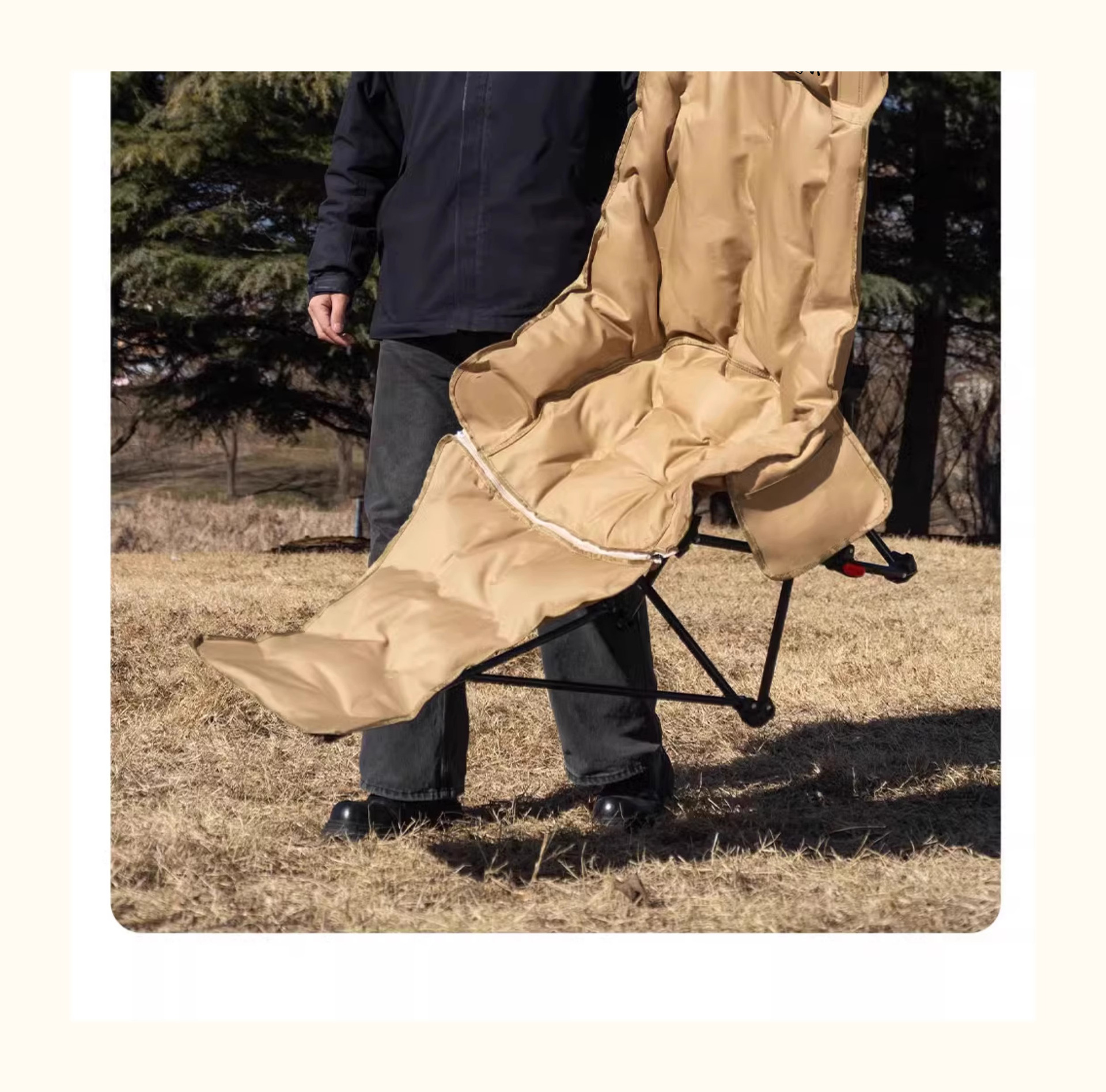 Outdoor folding chair, portable, thickened with cotton, moon chair with footrests, suitable for sleeping and lying down, three-position adjustable lounge chair pic 20