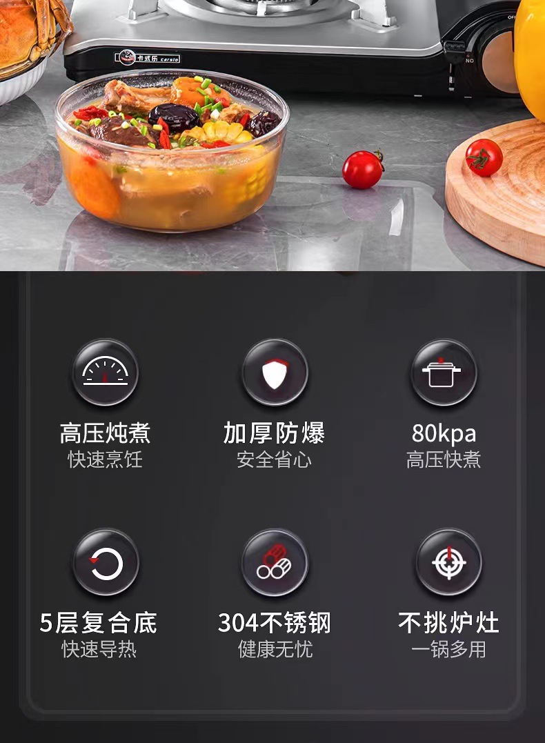 复底高压锅加厚家用201不锈钢防爆压力锅 电磁炉燃气灶通用新款跨详情3