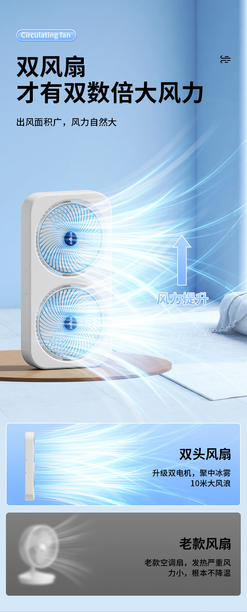 2025新款跨境夹子风扇桌面风扇usb充电款家用宿舍静音大风力风扇详情5