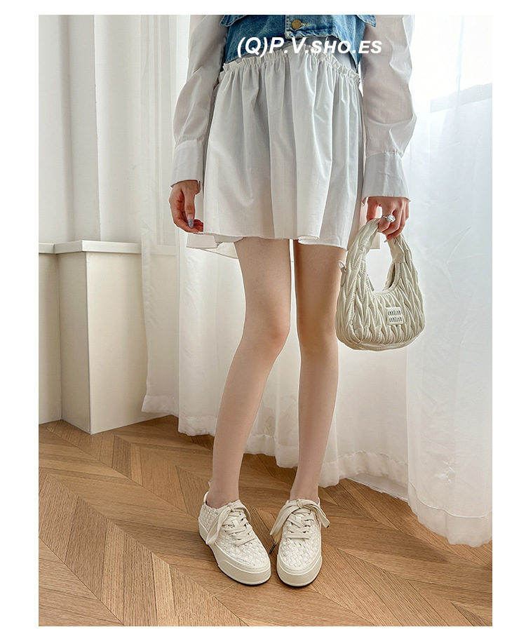 2024秋款！小众设计编织板鞋男女春秋透气休帆布鞋平底大码休闲鞋详情14