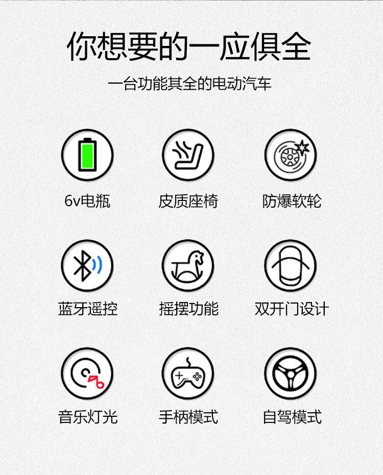 新款儿童电动车男女宝宝双驱遥控玩具车可坐人摇摆四轮电动汽车详情2