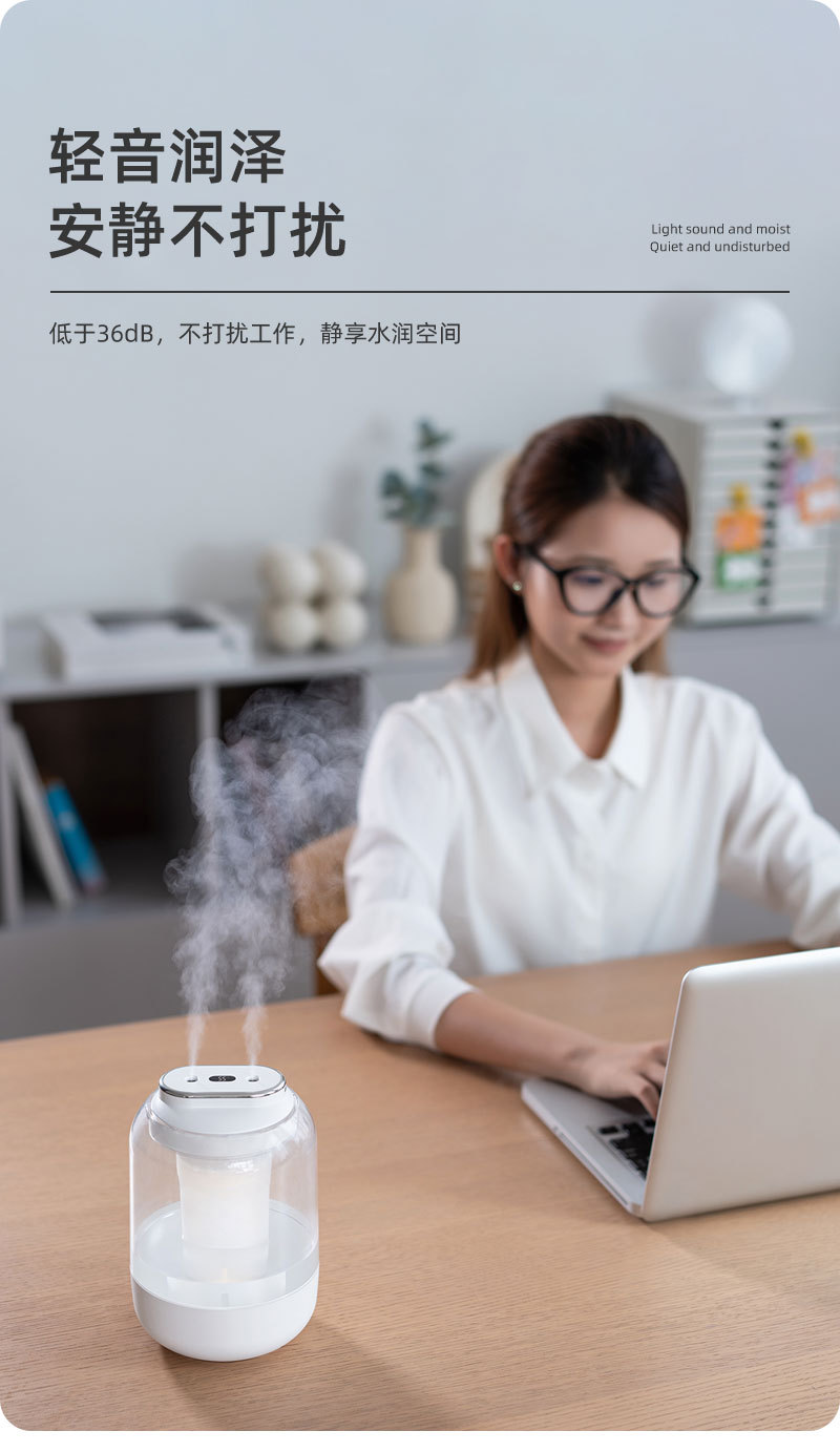 跨境新款2L双喷加湿器usb大容量静音家用小夜灯超声波空气加湿器详情11