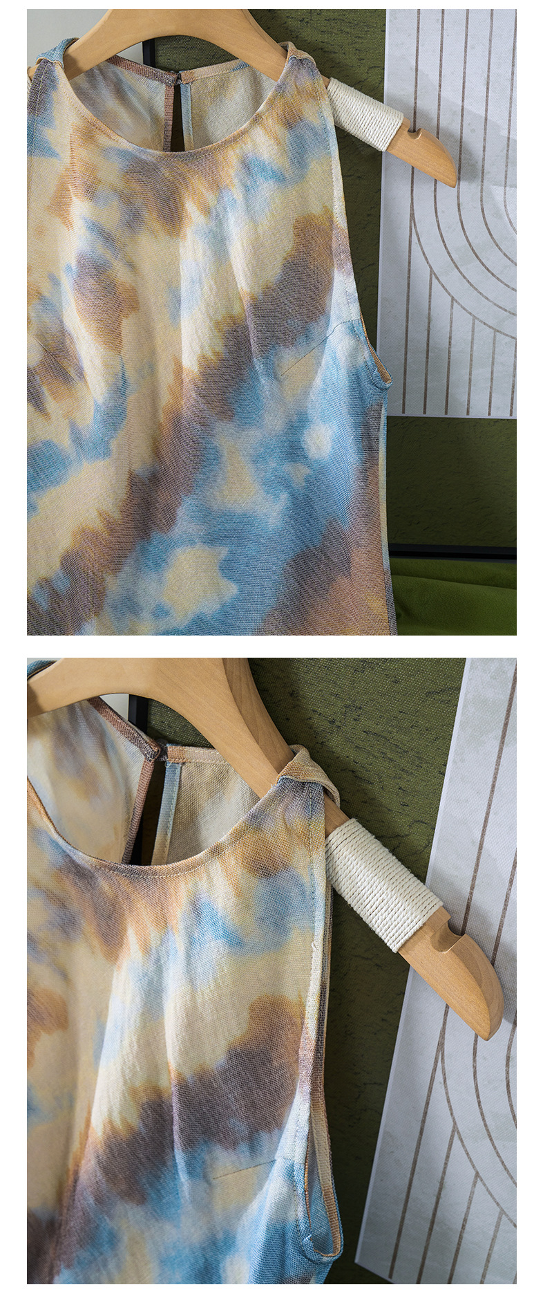 Rongtai Tencel Linen printed improved cheongsam sleeveless slimming dress for Women 2025 New style elegant A-line dress pic 30