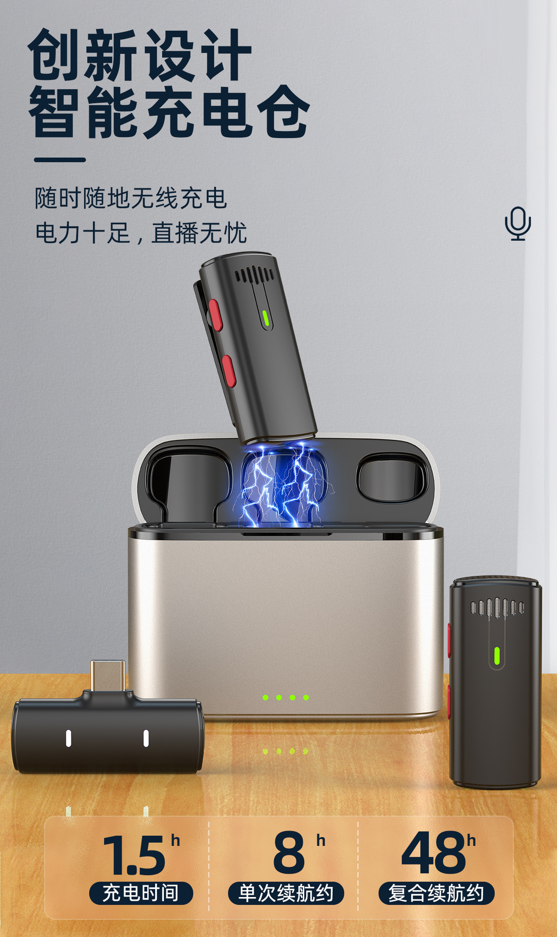 New wireless lapel microphone for mobile phone live streaming sound card audio recording video with Bluetooth accompaniment noise reduction microphone pic 20