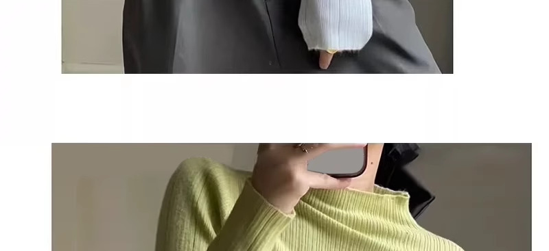 A light purple semi-high neck slim-fit innerwear with a knitted sweater for women in the spring of 2026 is a stylish and unique thin base layer pic 28