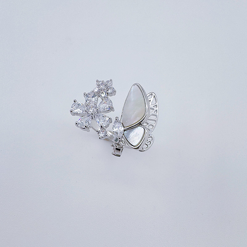 柏伶饰品新款时尚双花朵戒指欧美个性锆石戒指外贸戒指气质戒指女详情6