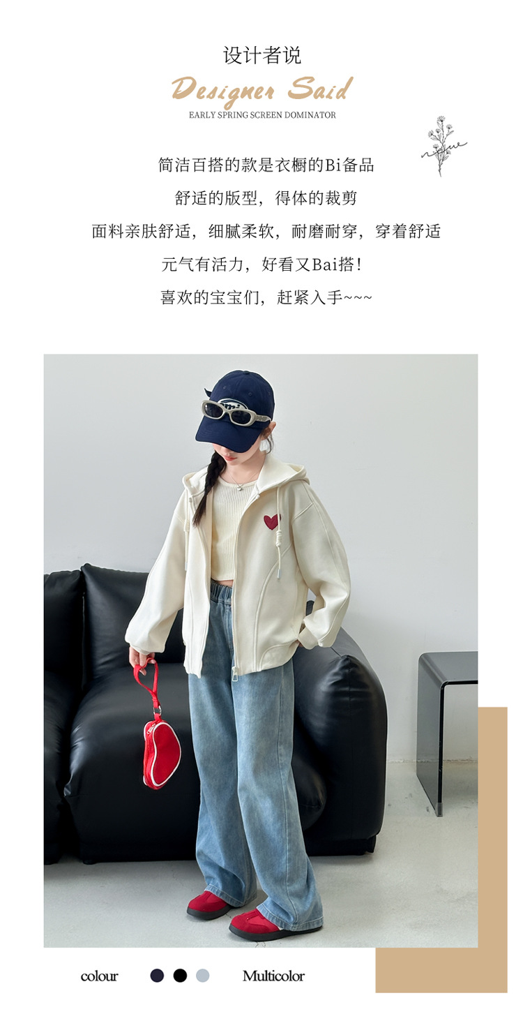 女童春秋款韩版休闲连帽卫衣外套中大童初中生洋气时尚儿童春装潮详情4
