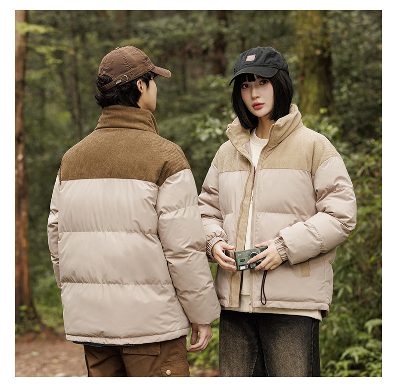 New winter fleece cotton-padded jackets for both men and women, thickened and warm cotton-padded jackets, couple bread jackets, and trendy color-blocked cotton-padded jackets pic 23