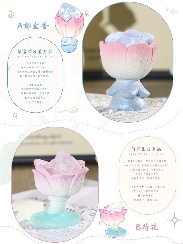 如沐花间能量盲盒 创意水晶设计树脂工艺品摆件桌面装饰摆件盲盒详情4