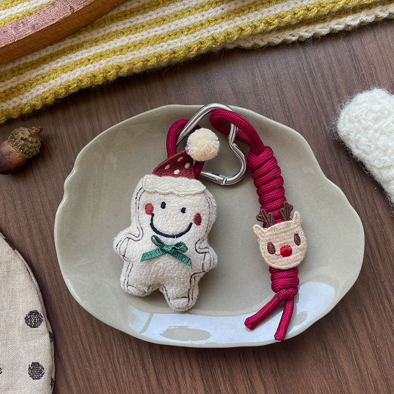 新款韩版卡通手工布艺充棉钥匙扣立体小熊儿童包包书包挂件饰品女详情6