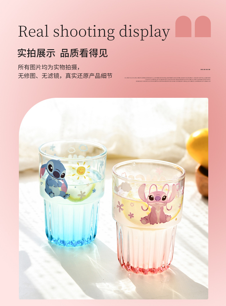Creative cartoon Angel Glass vertical pattern Double Festival cups, cute birthday gifts, drinking cups, breakfast milk cups wholesale pic 10
