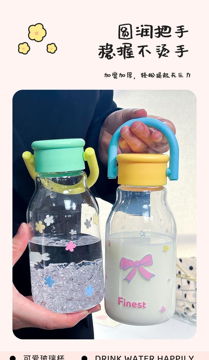 新款水杯女高颜值玻璃杯大容量带提手咖啡杯家用学生小众个性杯子详情6