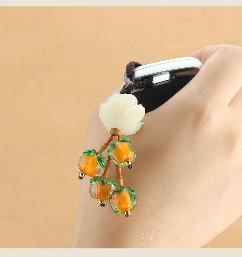 复古好柿连年汽车钥匙扣菩提雕刻钥匙挂件手工编织男女创意小礼品详情9