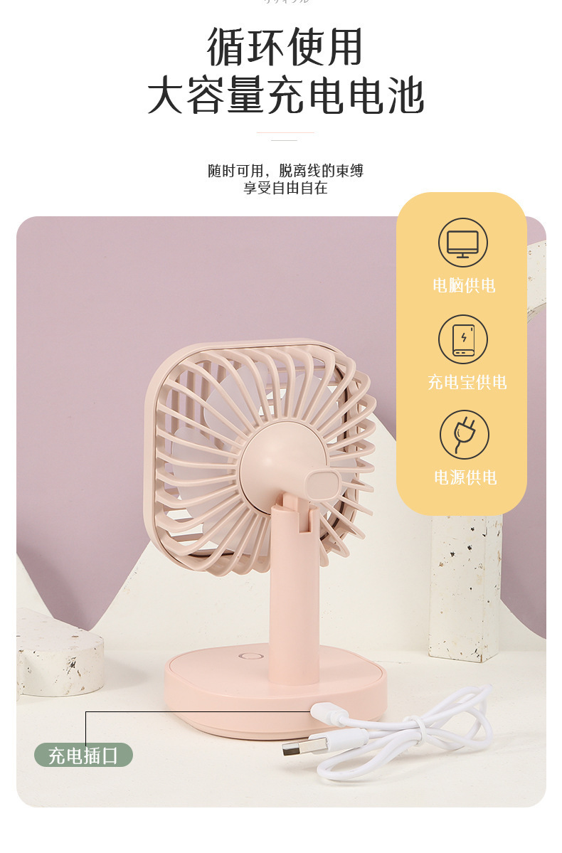 diy handcrafted cream glue usb rechargeable fan, old-fashioned retro round student desktop dormitory mini fan pic 8