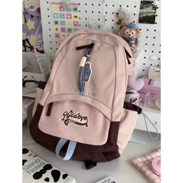 日系百搭撞色初中高中生书包休闲简约可套拉杆箱背包大容量双肩包详情6