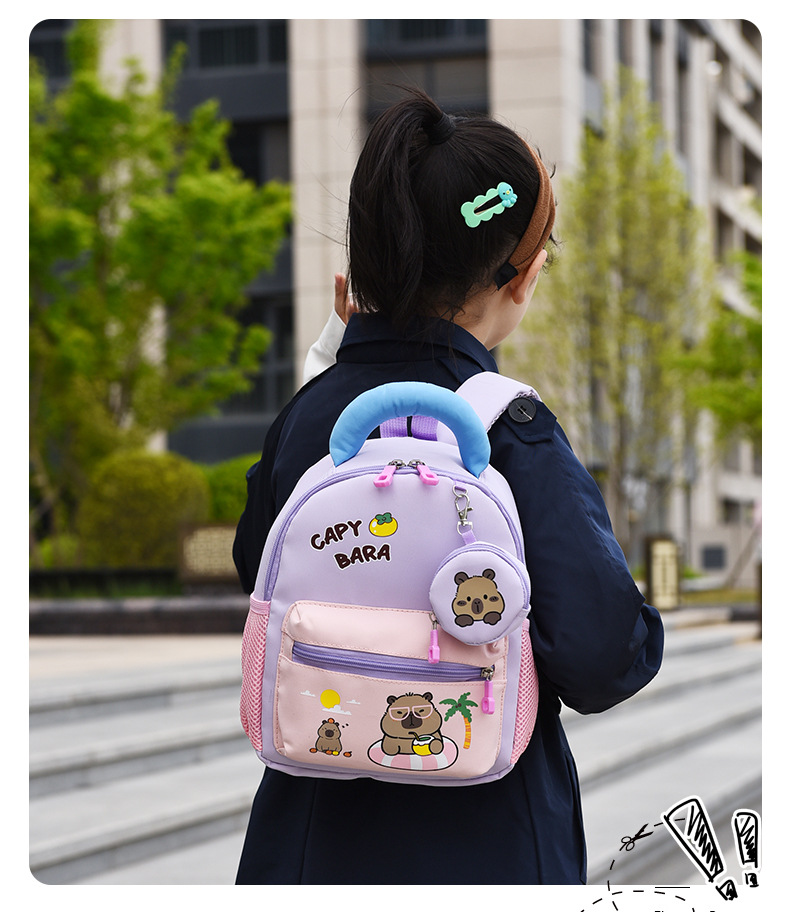 书包幼儿园男女童新款外贸卡皮巴拉书包轻便大容量休闲水豚双肩包详情25
