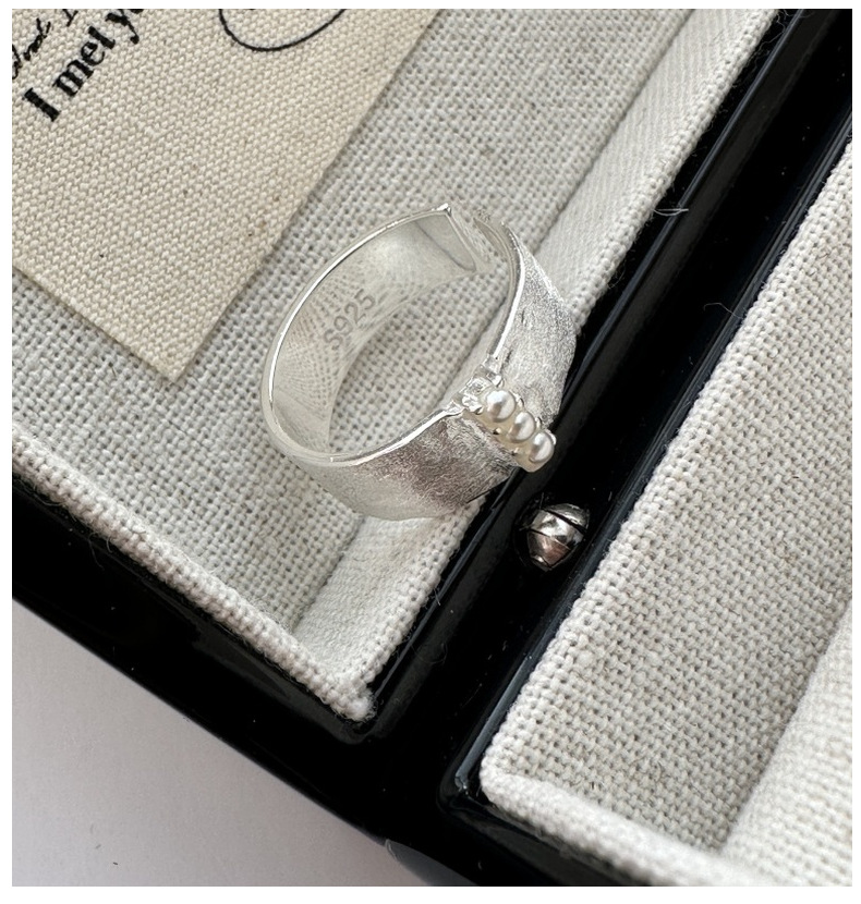 S925 sterling silver Korean version niche design sense brushed texture retro ring Korean version Korean style ring wholesale pic 8