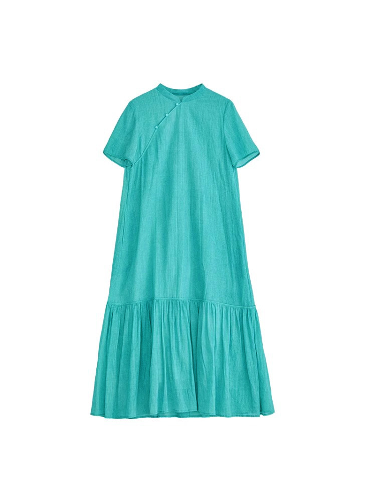 Summer long dress, new Chinese-style improved cheongsam dress with linen color stir-frying process, new elegant long dress for women pic 10
