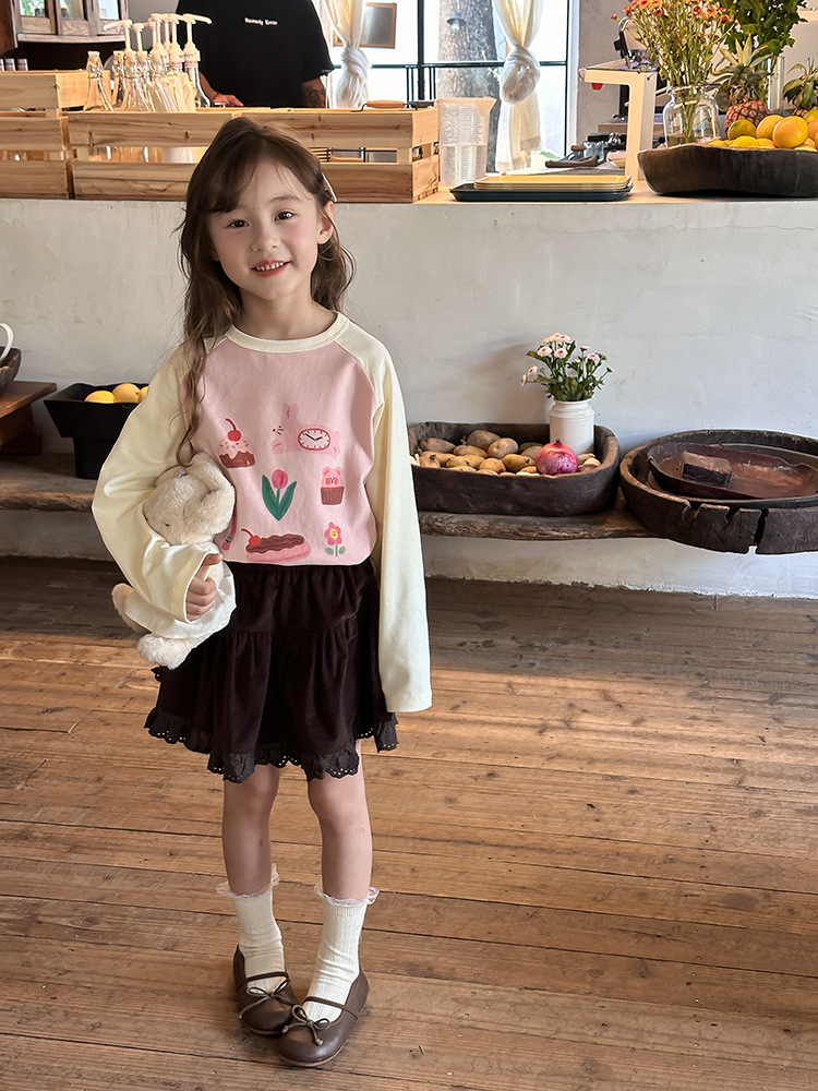 2024秋季新款儿童秋装长袖T恤上衣女童宝宝230克卡通插肩打底衫潮详情23