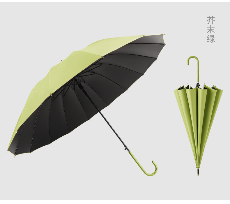 新款小清新简约时尚创意16骨直杆配色手柄长柄伞男女通用定制logo详情27