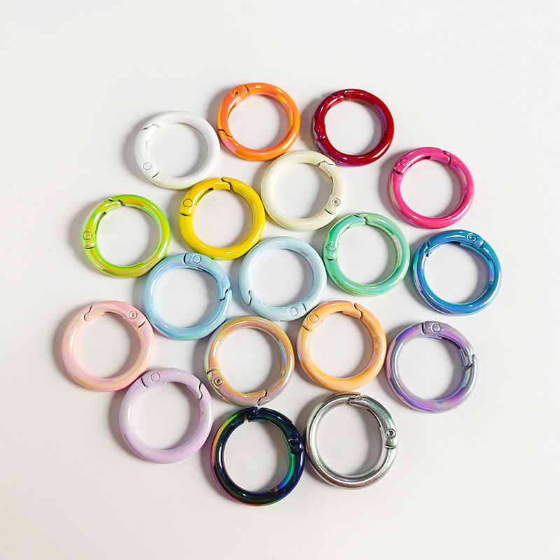 UV electroplated colored spring buckle, ab color Marbe spring coil, diy jewelry accessory, alloy circular connection keychain pic 2