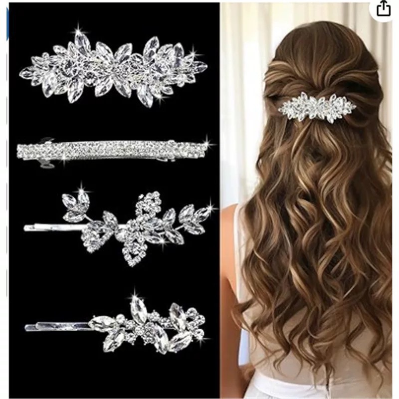 Wholesale of new cross-border elegant and stylish spring clips, alloy hair clips, rhinestone, Korean version of the back of the head ponytail clip headwear pic 25