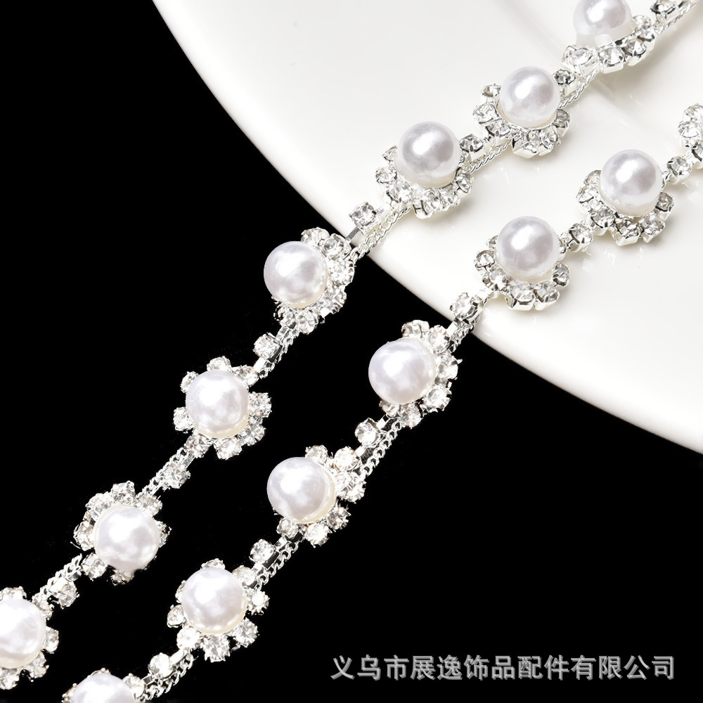 现货直销珍珠流苏钻链 适合婚纱礼服汉服帽服装子装饰配件批发详情3