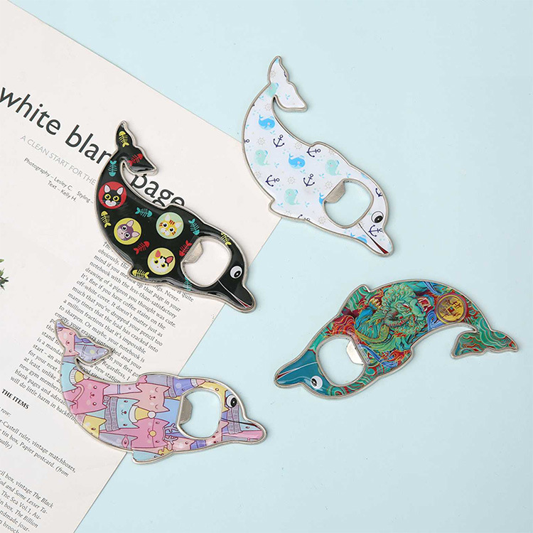 开啤酒瓶盖神器开瓶器瓶起子冰箱贴海豚可爱自粘磁贴创意纪念详情3