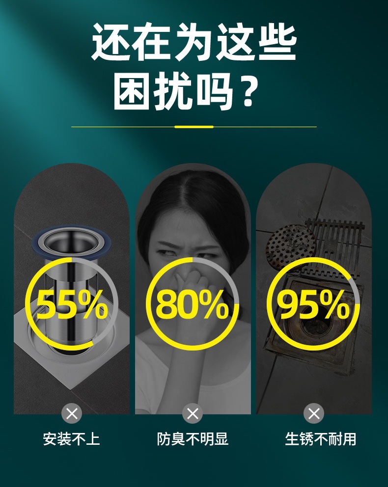 不锈钢地漏通用防臭排水装置地漏网毛发过滤网详情1
