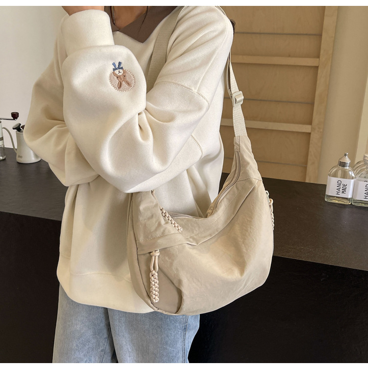 时尚布包女学生上课挎包尼龙布斜挎包大容量单肩包日系出游饺子包详情38