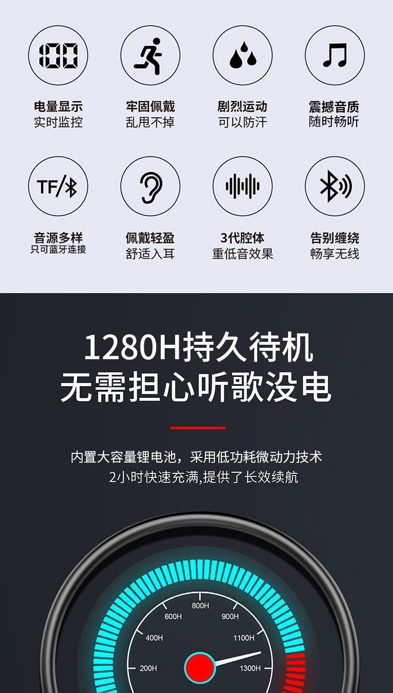 新款无线蓝牙耳机LED数显运动超长续航耳机游戏电竞挂脖式通用详情5