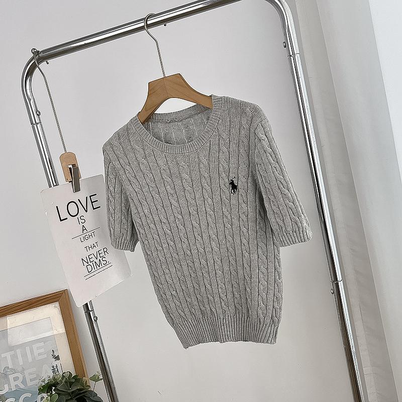 British-style ponytail embroidery braided short-sleeved knitted sweater for women, spring and summer retro style, thyme and base layer sweater pic 21