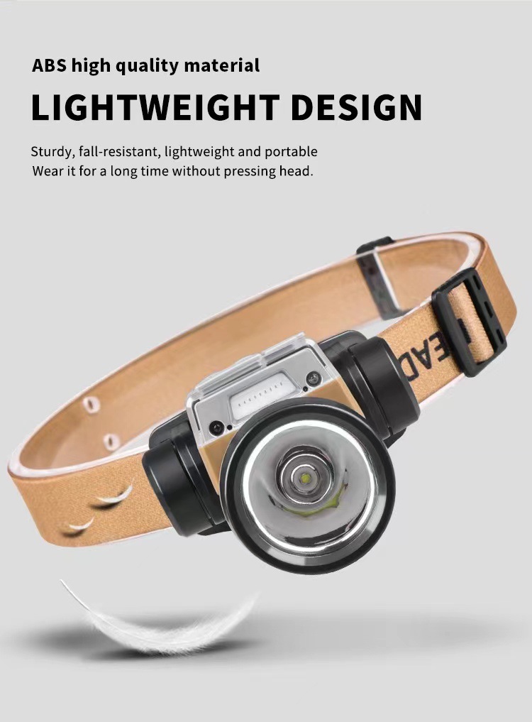 新款跨境XPG强光感应头灯 USB充电 LED 红光警示户外露营钓鱼头灯详情9