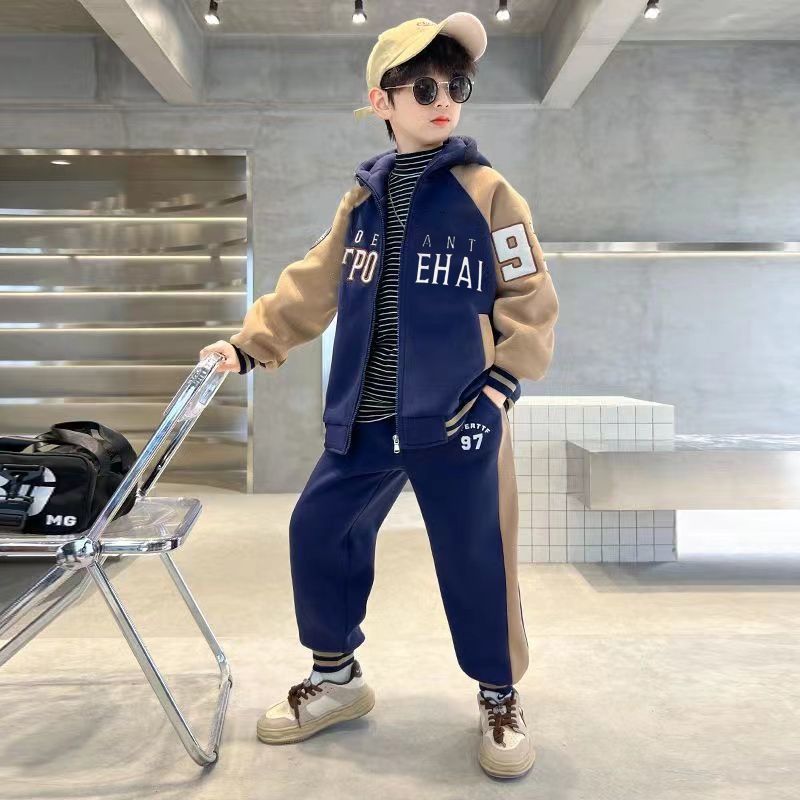 童装男童套装秋冬装2025年新款帅气男孩中大儿童加绒加厚两件套潮详情4