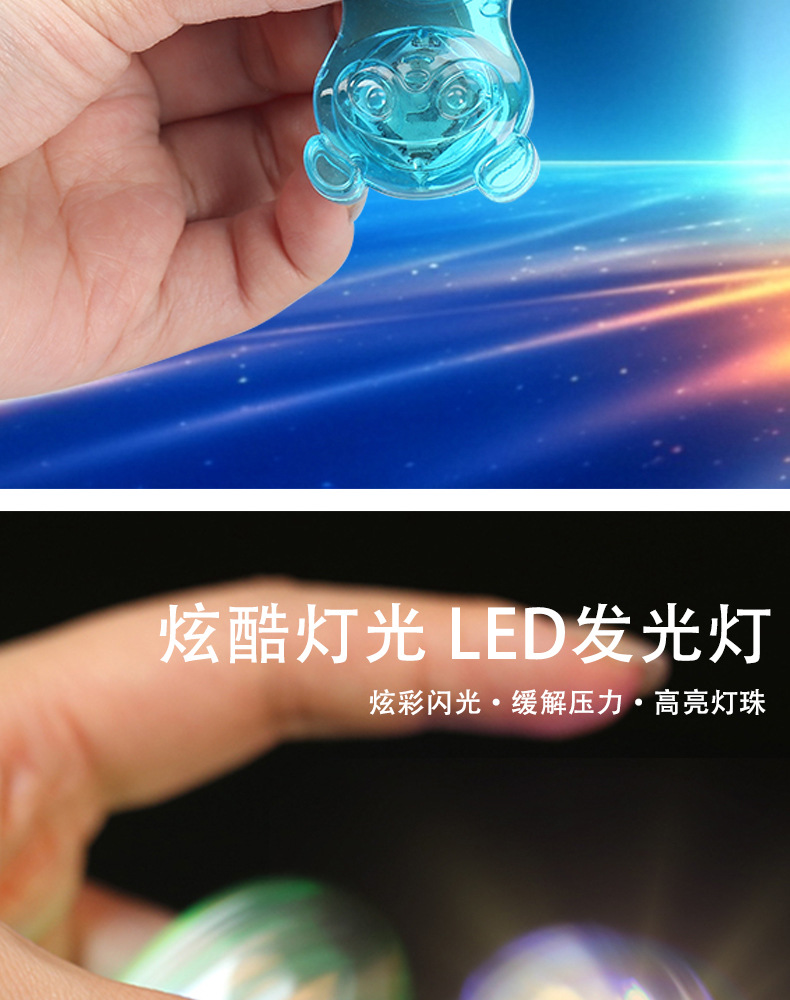 熊猫指尖陀螺水晶带灯夜光透明LED发光解压手指玩具减压潮流夜光详情7